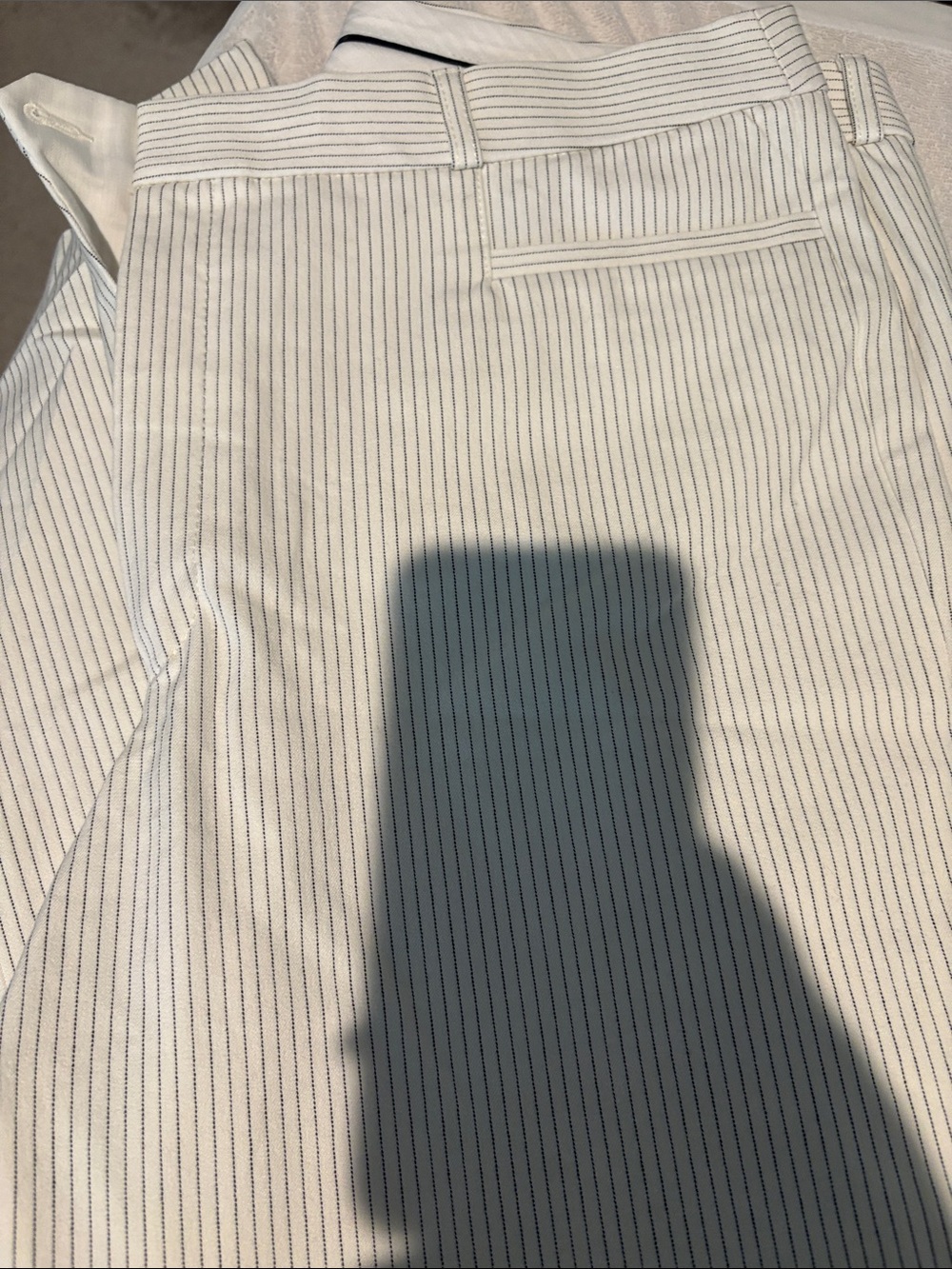 Banana Republic White Shirt with Thin Black Pinstripes